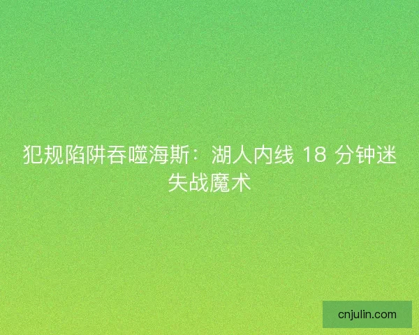 犯规陷阱吞噬海斯：湖人内线 18 分钟迷失战魔术